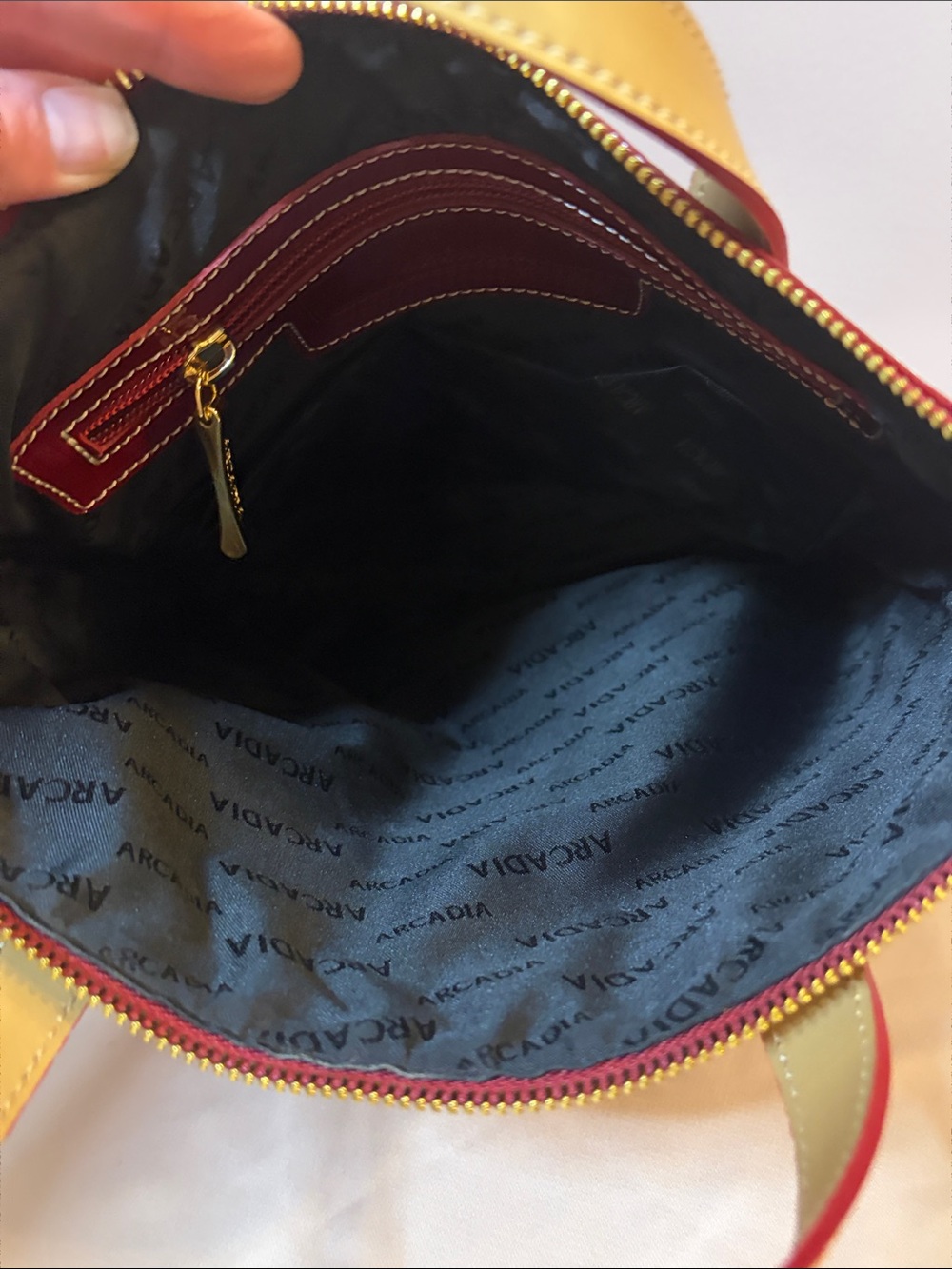Arcadia Red Patent Tote with Cream Handles - Picture 6 of 7